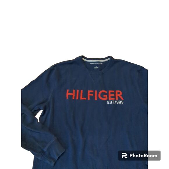 Tommy Hilfiger Sweatshirt Mens Size Large Blue Long Sleeve HILFIGER EST. 1985 - Picture 1 of 7